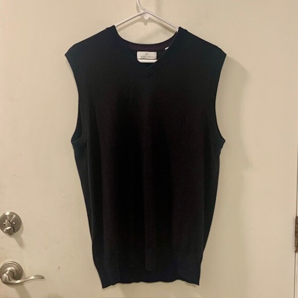 Toscano Firenze Mens Black Merino Wool Acrylic Sweater Vest Size Large - Picture 3 of 10